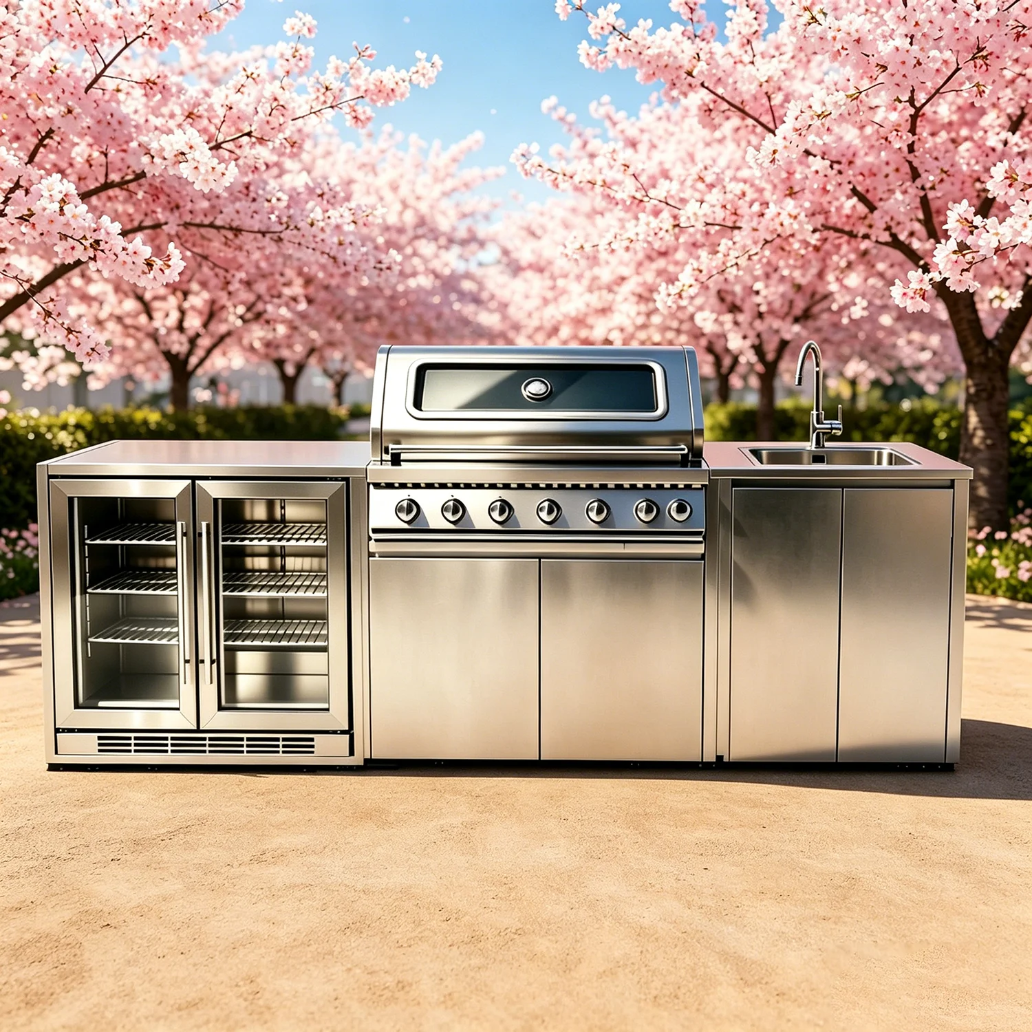 Integrated Sink Cabinets for Garden, Durable Stainless Steel Outdoor Kitchen, Great for Garden, Terrace & Outdoor Application