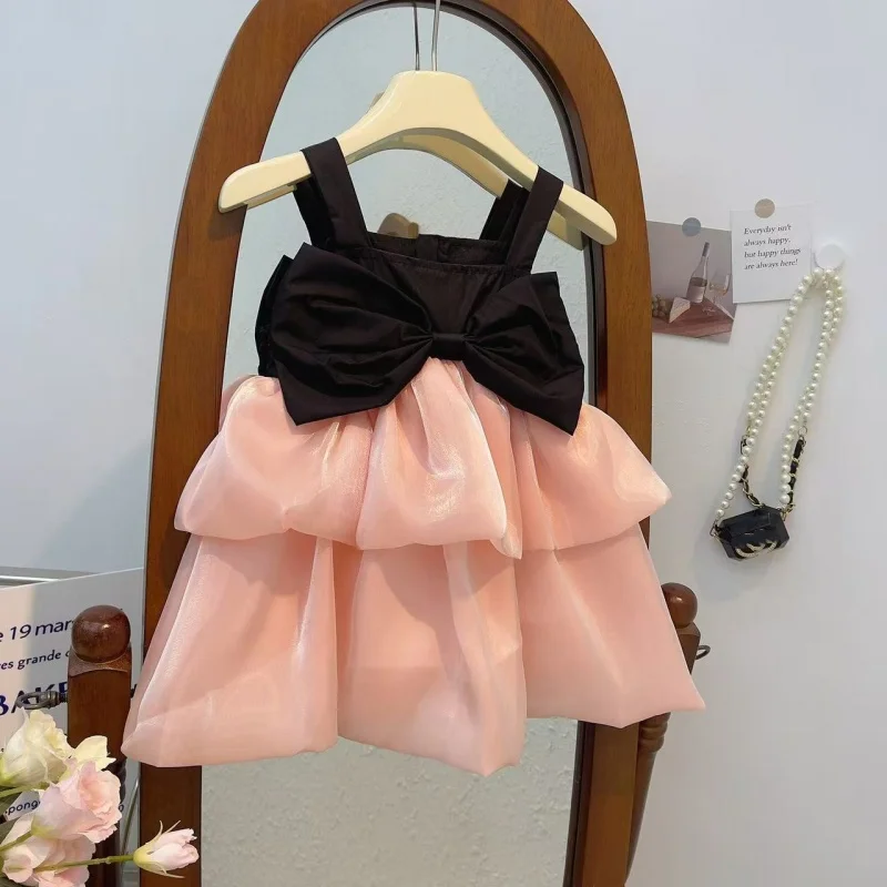 Girls Casual Dresses Ribbon Bow Mesh Cake Dress Party Dress for Kids Girl 2 - 7 Years Summer Dress for Girls