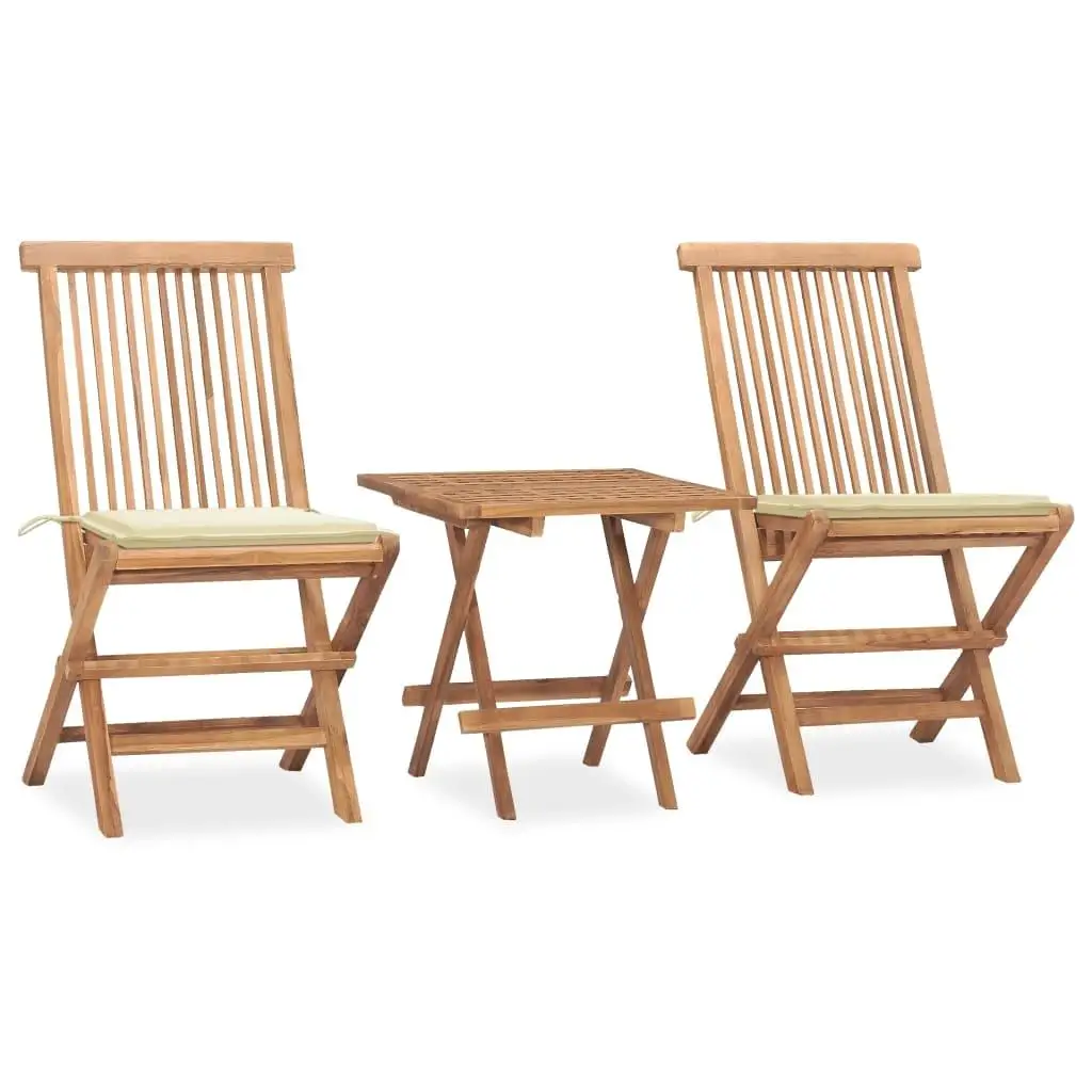

Compact Foldable Teak Outdoor Dining Set Space Saving Patio Furniture for Garden Balcony Deck