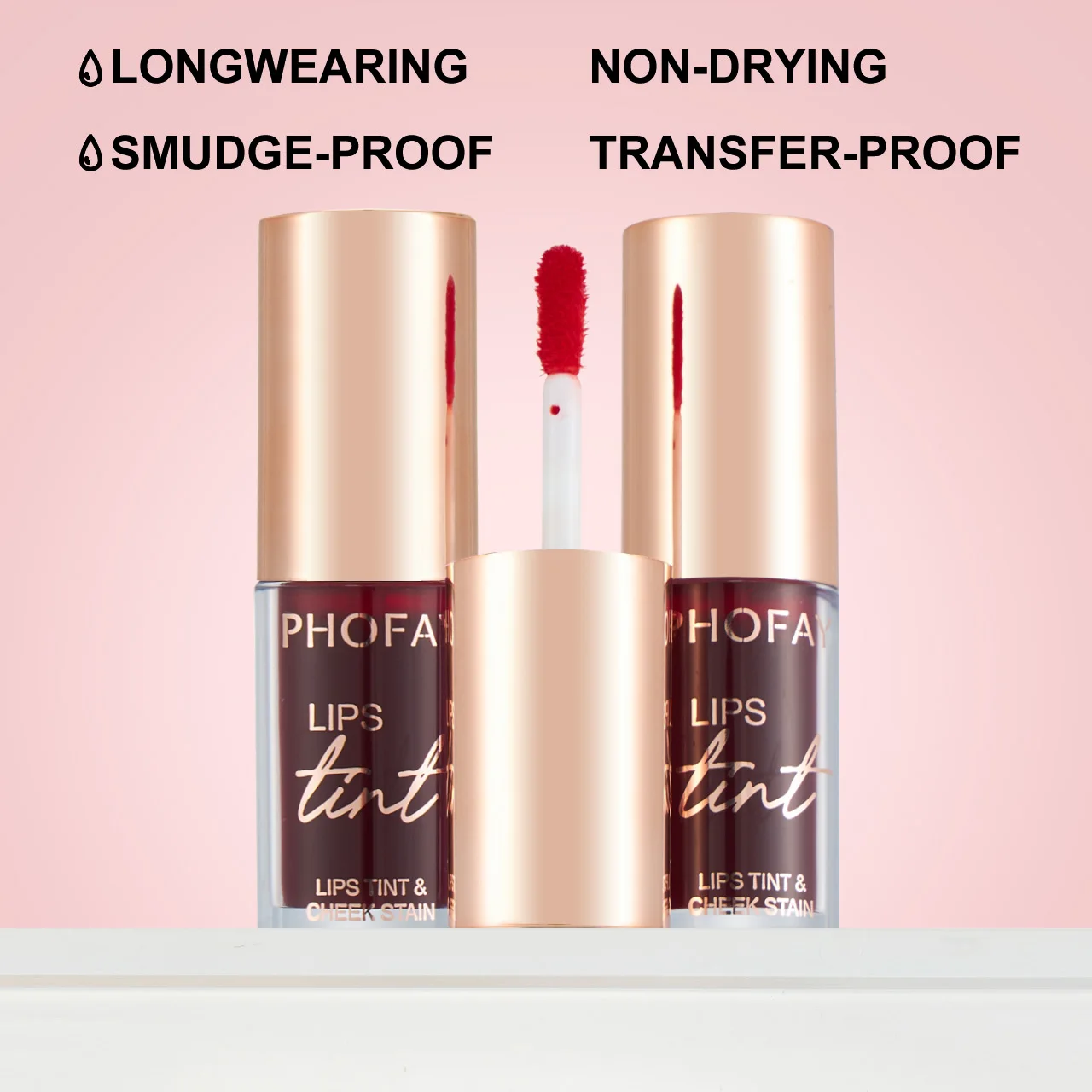 PHOFAY Lip Tint Langdurige Matte Lip Wang Tint Hydraterende 2-in-1 Lip en Blush Vlek Lichtgewicht Hydraterende Formule Dropship