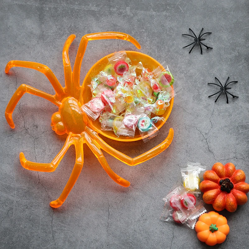 Spiders Shaped Food Tray Halloween Party Fruit Plate Purple Black Spider Candy Biscuit Packing Plate Halloween Party table Decor