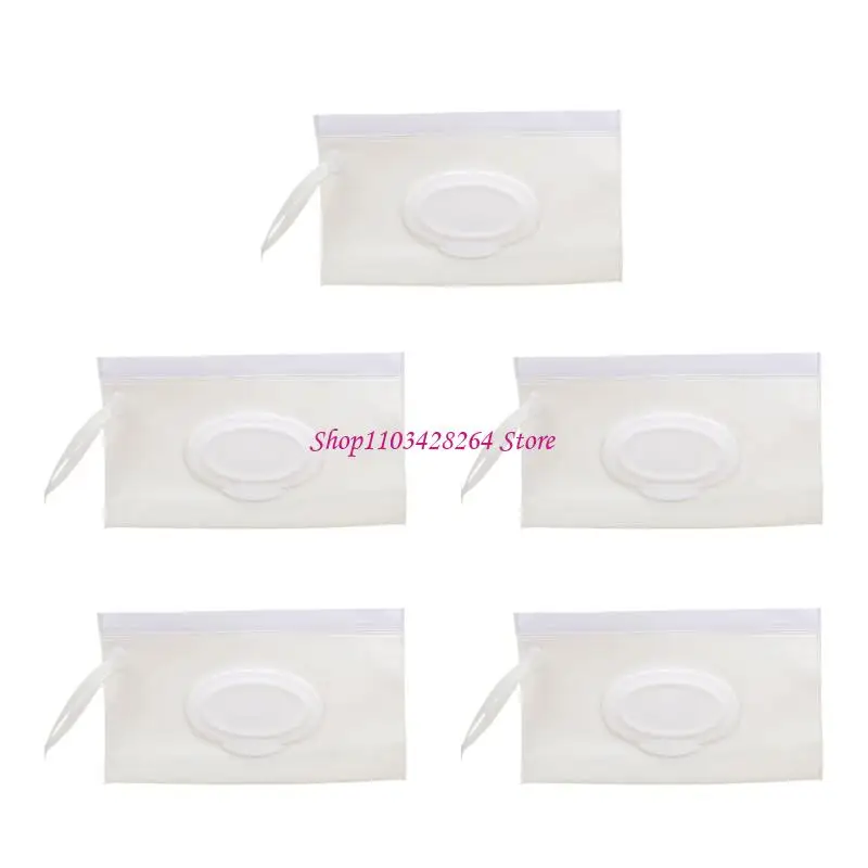 5 قطع من أكياس تخزين المناديل المبللة الصحية بتقنية الغلق، تصميم مدمج للآباء المسافرين ومقدمي الرعاية #3