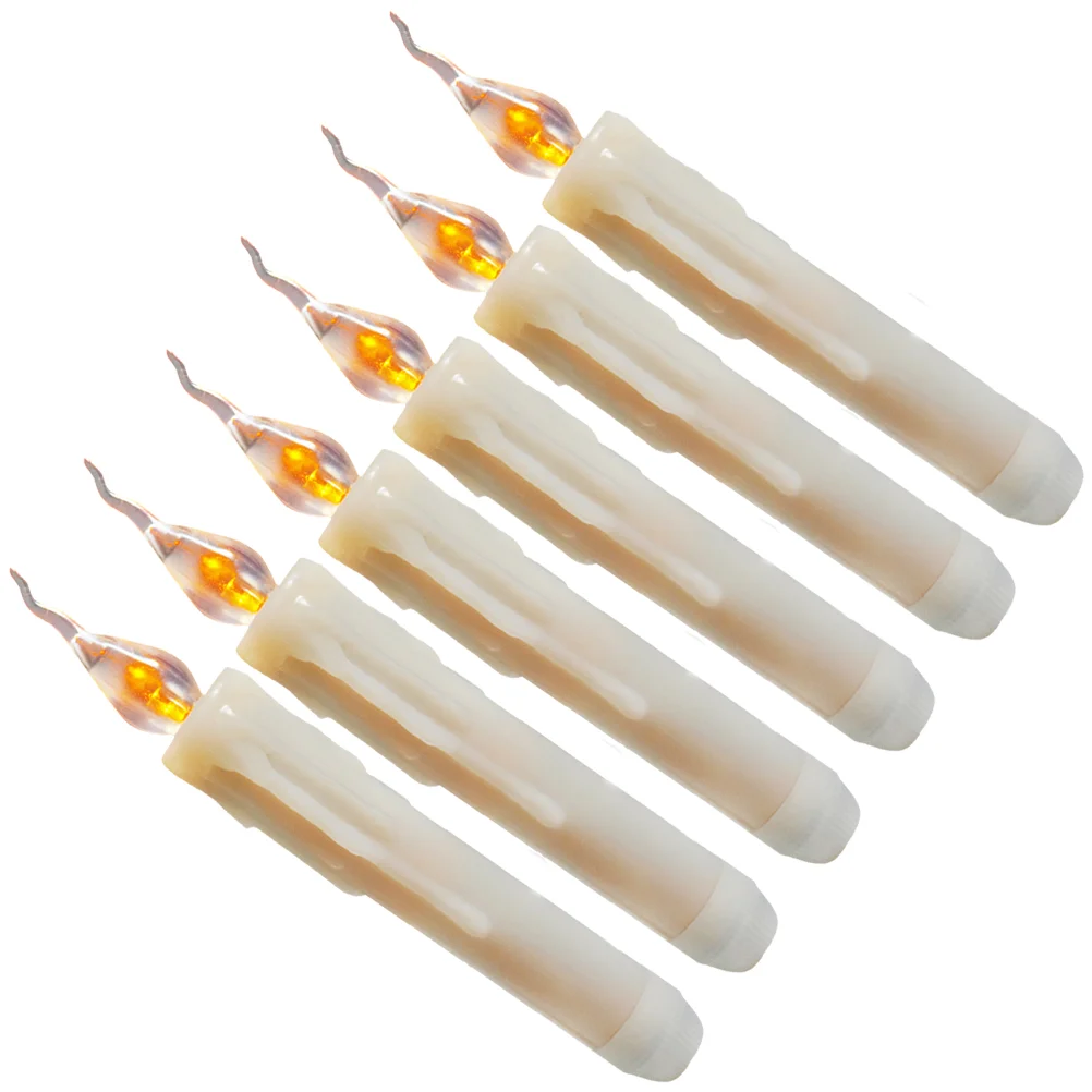 

6 Pcs Decor Long Stick Lights Electric Lamp Adornment LED Festival Ornament White