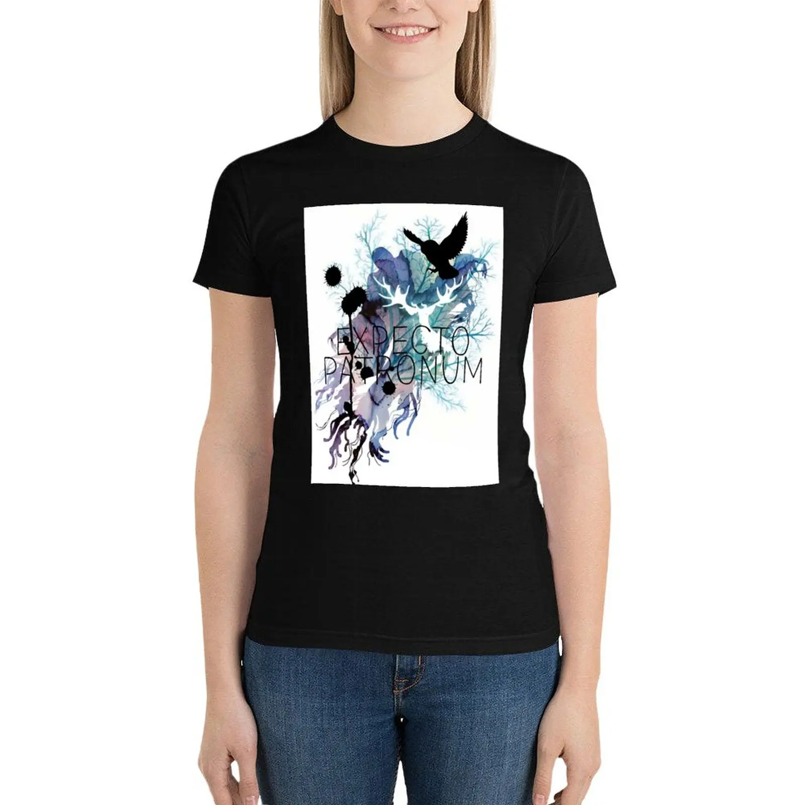 EXPECTO PATRONUM HEDWIG WATERCOLOUR T-Shirt summer top summer clothes t-shirts for Women graphic tees