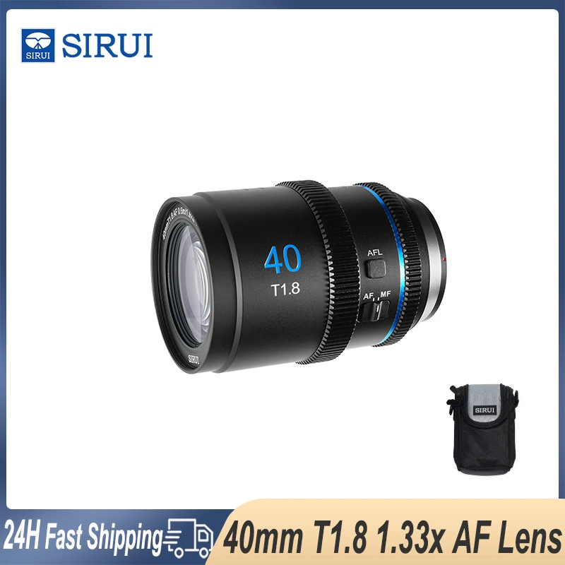 Sirui 40mm T1.8 1.33x S35 Autofocus Anamorphic Lens Blue/Neutral for Sony E Nikon Z Fujifilm XF Marco 4/3 Mount Cine Camera Lens