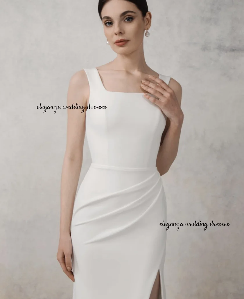 

Customized Elegant Satin Mermaid Wedding dress with square collar and thin shoulder straps for Women Vestido de novia 2025