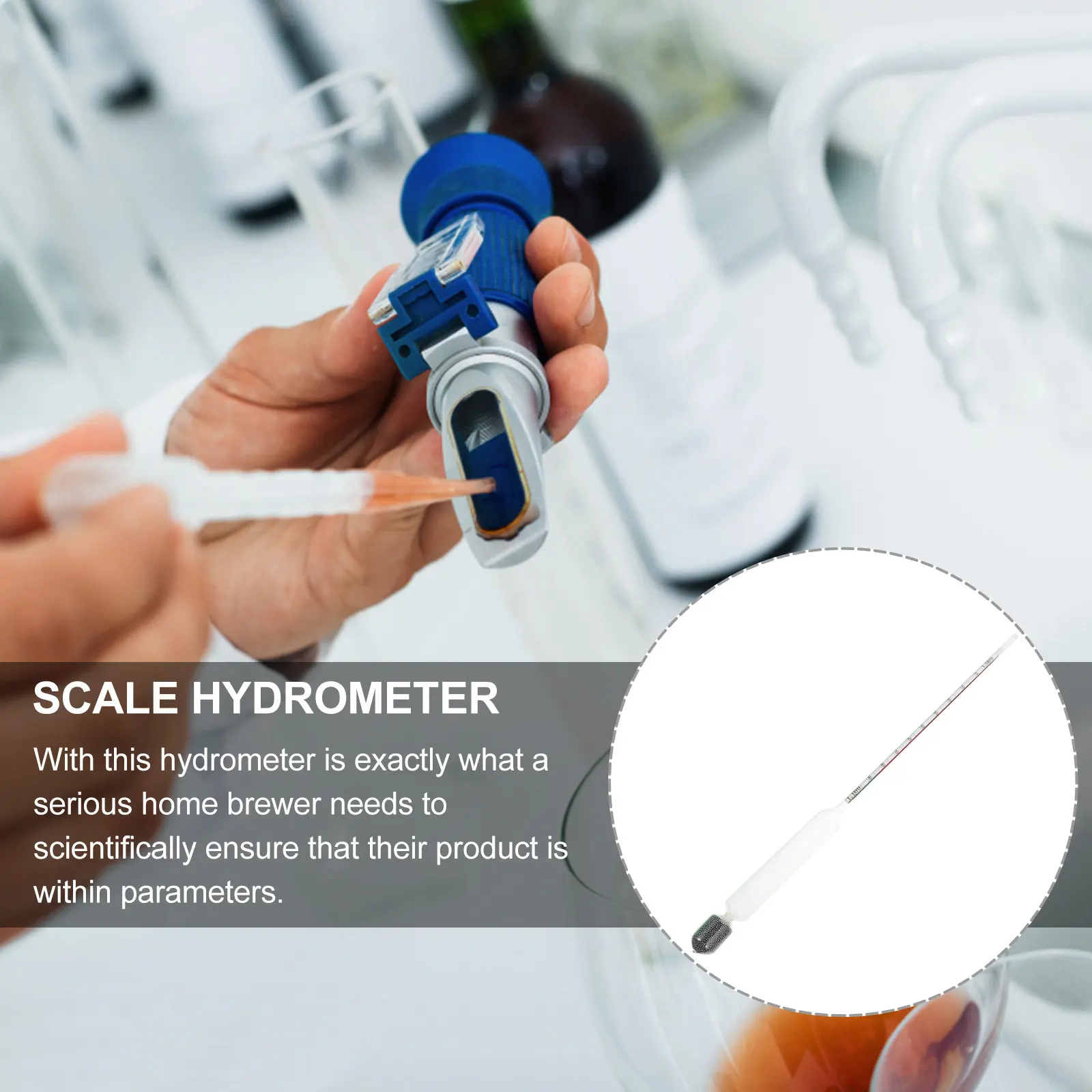 1 Glass Hydrometer for Measure Sugar Density Accurate Easy Read Color Scale Home Brew Beer Wine Alcohol Scale Hydrometer