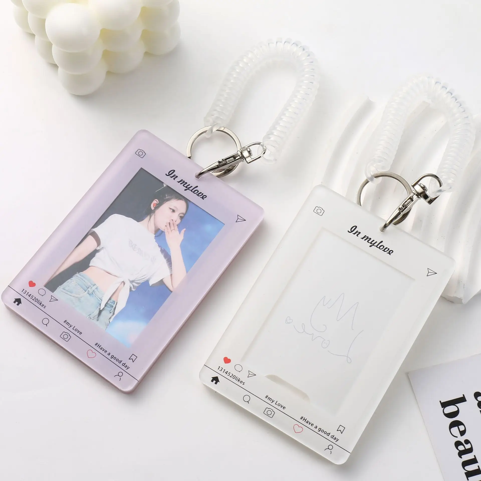 Ins Style Macaron Color Card Brick Deco Card Tray Desktop Protector Acrylic Hard Card Sleeve