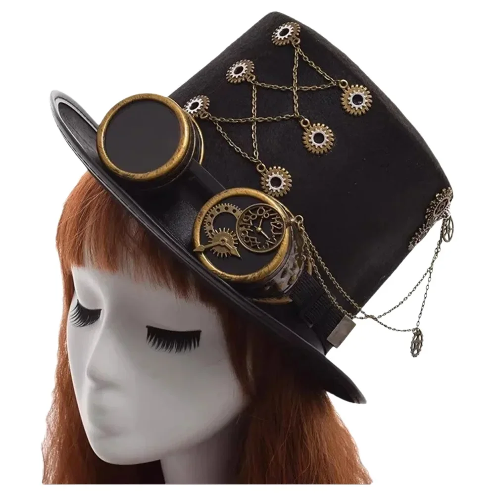 

Цилиндр в стиле стимпанк для мужчин с очками, гей-шляпа, котелок, цилиндр, костюм для вечеринки, карнавальный ночной клуб