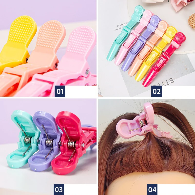 10 Pcs Colorful Alligator Clamps Hairdressing Clips Professional Ladies Hair Salon Clips Makeup Barber Fixed For Salon Styling