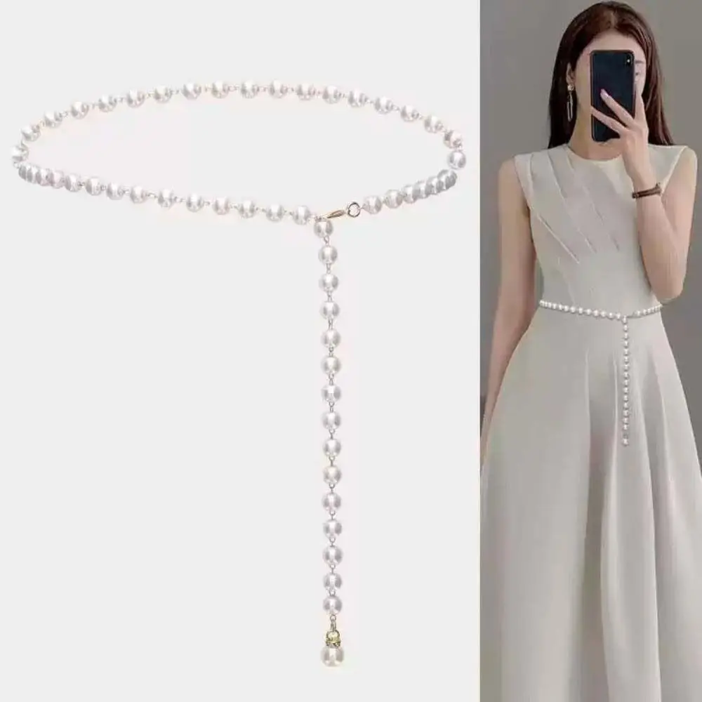 Fashion Elegant Pearl Waist Chains Adjustable Dress Accessory Belly Chain Versatile Boho Body Chain Decor Birthday Gift