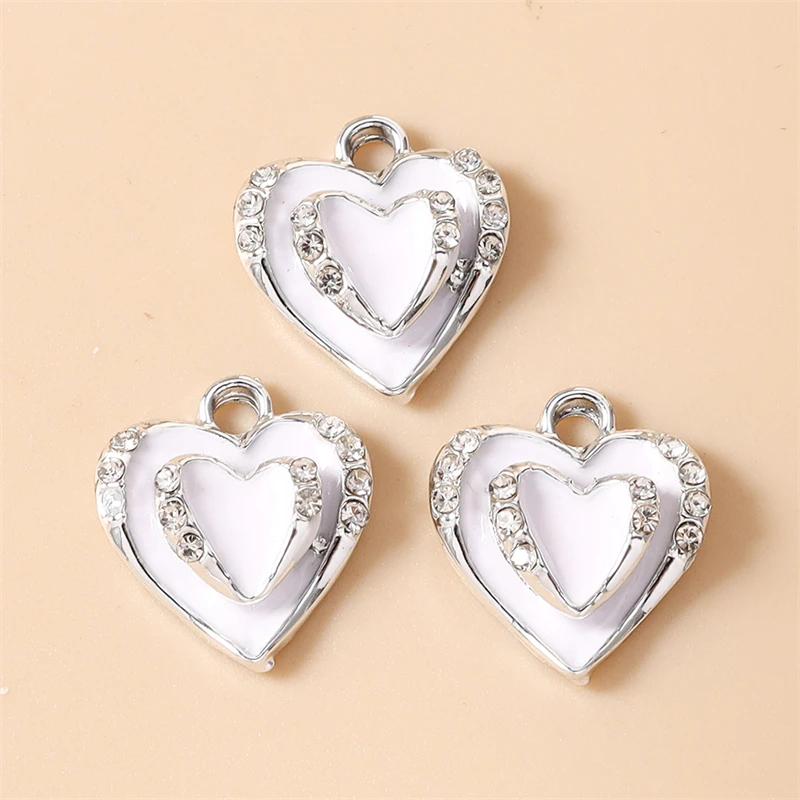 20 Stück 15x17mm Niedliche Emaille-Herzanhänger für die Herstellung von Halsketten, Ohrringen, Armbändern, DIY-Bastelbedarf, Schmuckzubehör – Detail 7