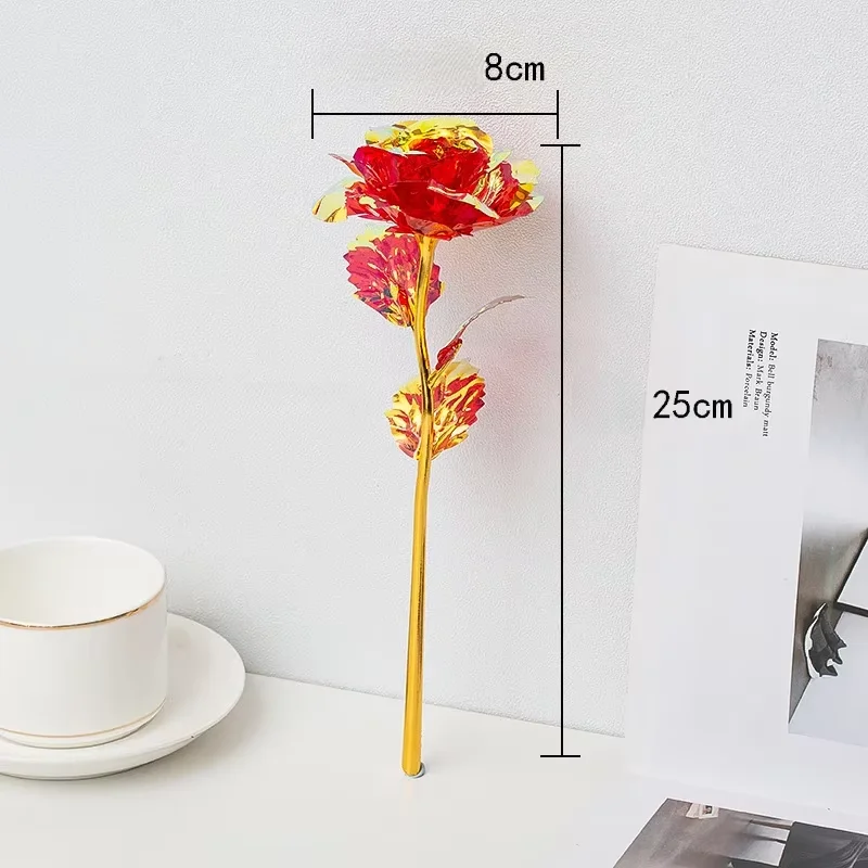 5 قطع من الورود المقلدة برقائق الذهب عيار 24 قيراط - هدية عيد الحب وديكور تشكيلة الزهور، ورود صناعية مطلية بالذهب للرومانسية #6