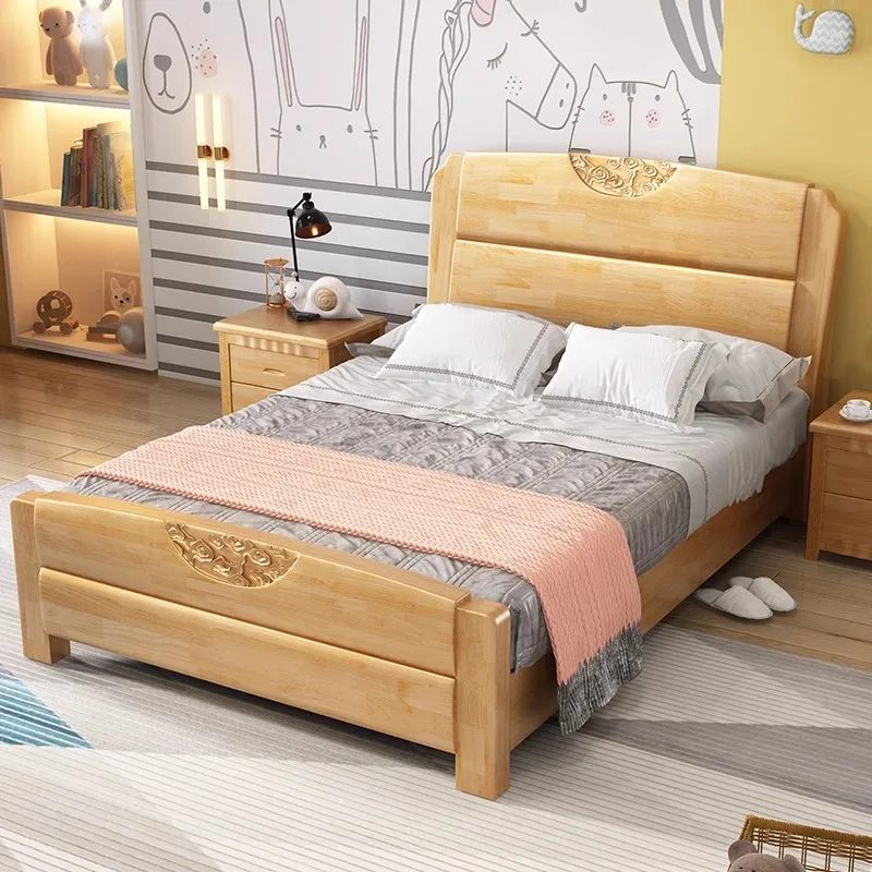 Chinese solid wood bed 1.5m air pressure drawer storage bed