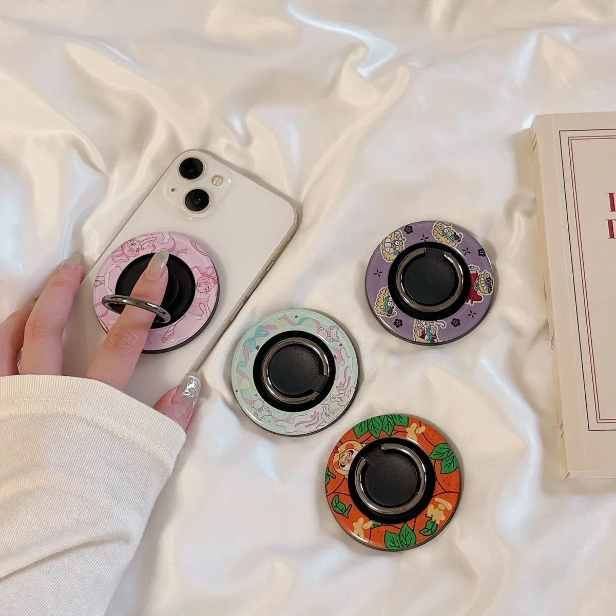 Cartoon Magnetic Folding Ring Stand for IPhone 11 12 13 14 15 16 Pro Max Holder Mount Support for Galaxy S24 Ultra