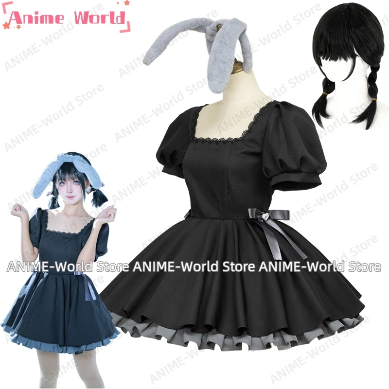 

《Custom Size》Alien Stage Mizi Sua Cosplay Aniplus Cafe Black Dress Outfit Bunny Girls Gown Anime Clothing Halloween Clothing Wig