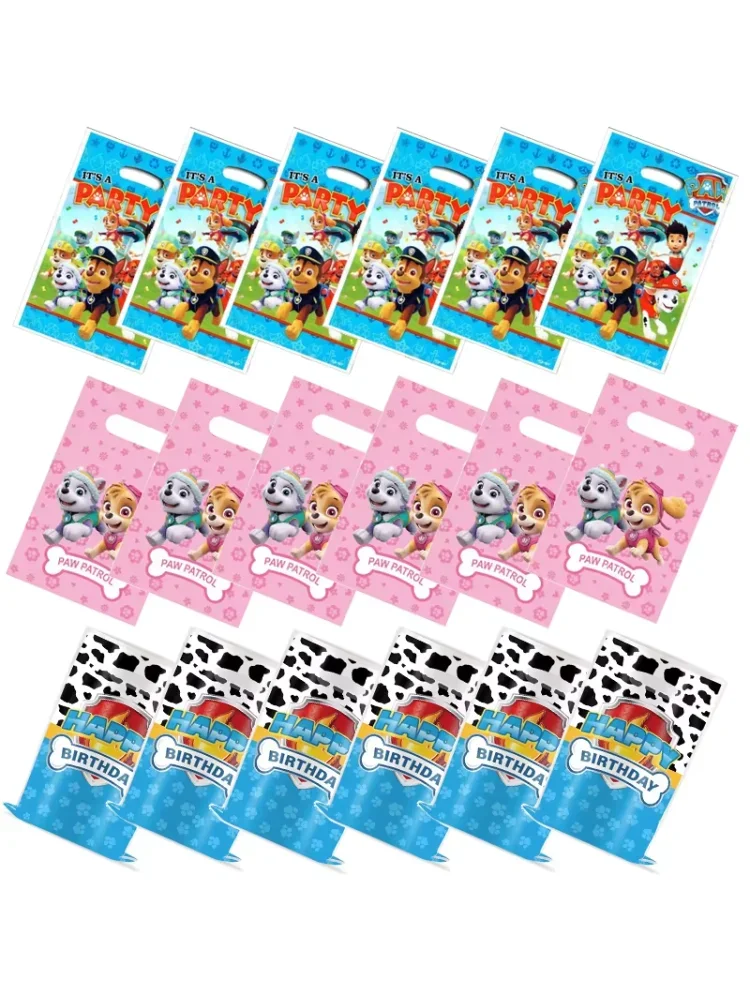 Sacs cadeaux de fête Paw Patrol, 10/20/30 pièces, sac à bonbons en plastique, sac à butin, fournitures de décoration d'anniversaire pour enfants garçons et filles, réception-cadeau pour bébé