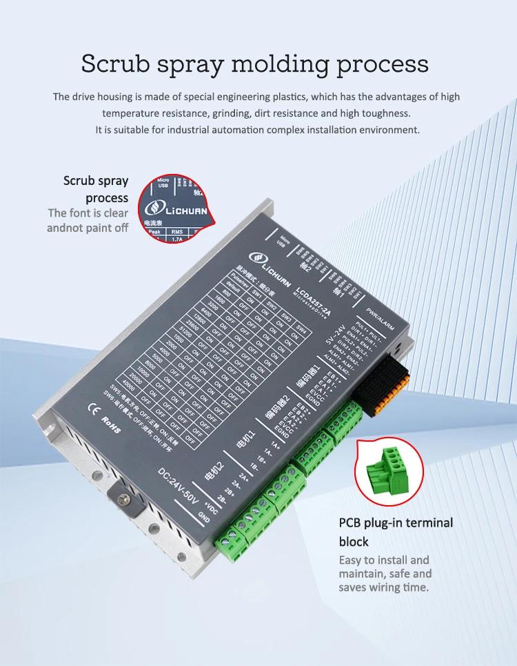 

Двухосевой шаговый драйвер с замкнутым контуром Lichuan LCDA257-2A DC20-50V