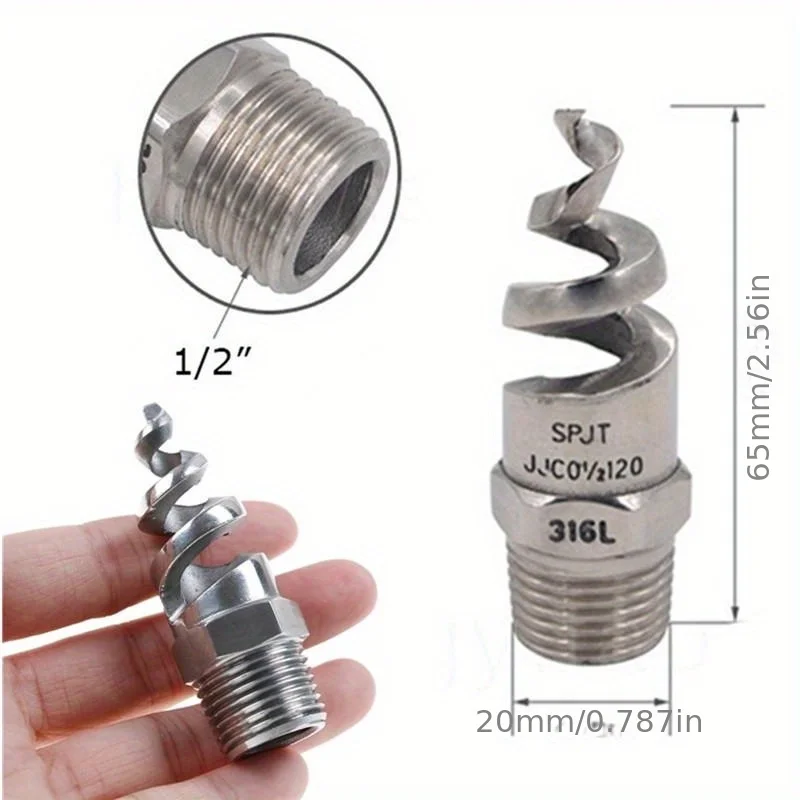 1pc Stainless Steel Full Cone Spiral Jet Nozzle - 1/2