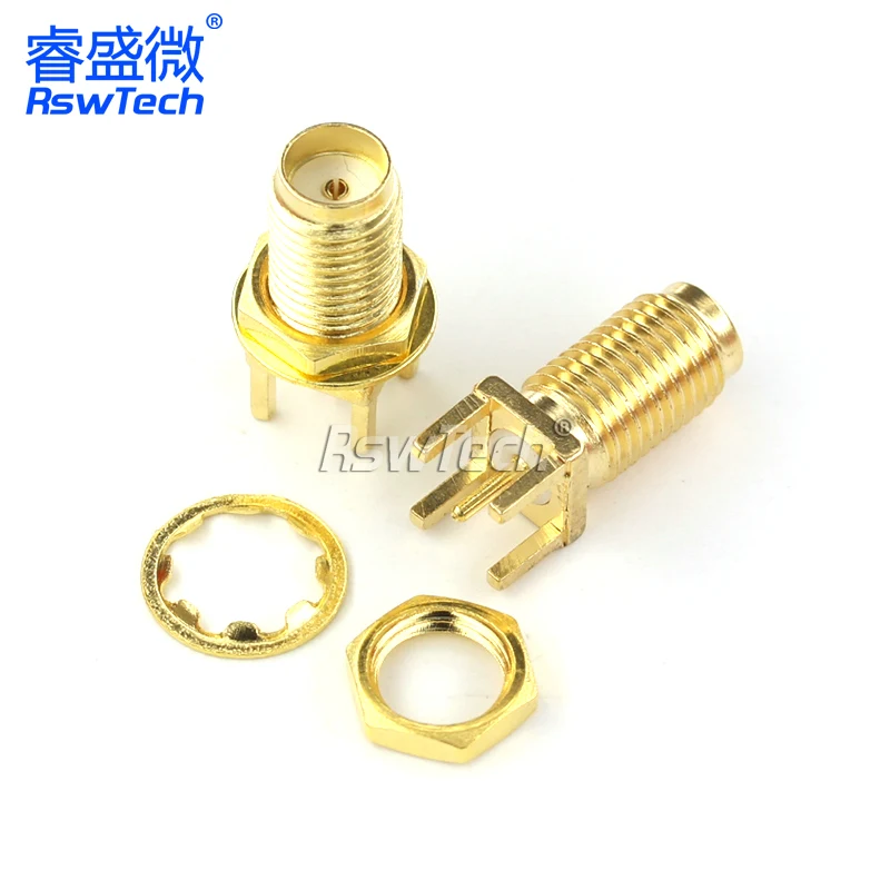 5PCS SMA SMA-KE PCB Female connector Striaght 28.5MM Female Jack Adapter Solder Edge PCB Mount RF Copper Connector Plug Socket