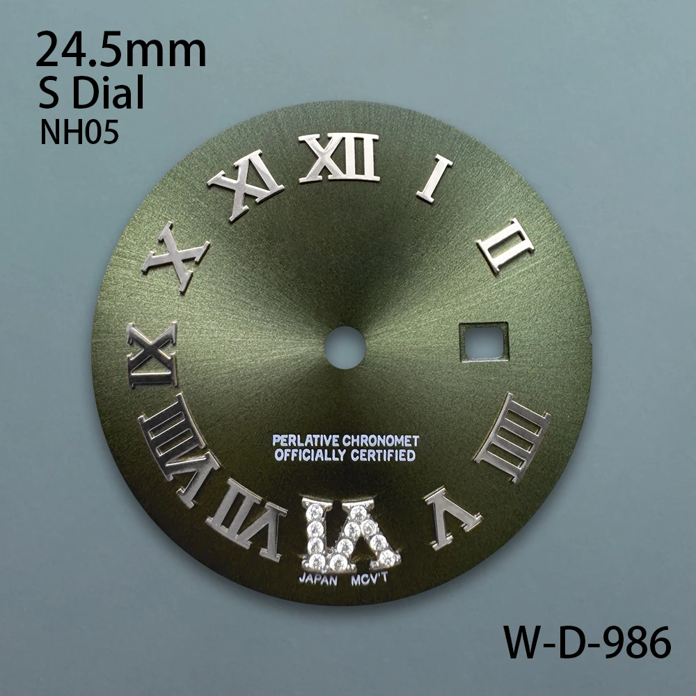 24.5mm S Logo Rome Sunburst Dial Fit NH05 Japan Movement Diamond LadiesHigh Quality Dial Watch Modification Accessories