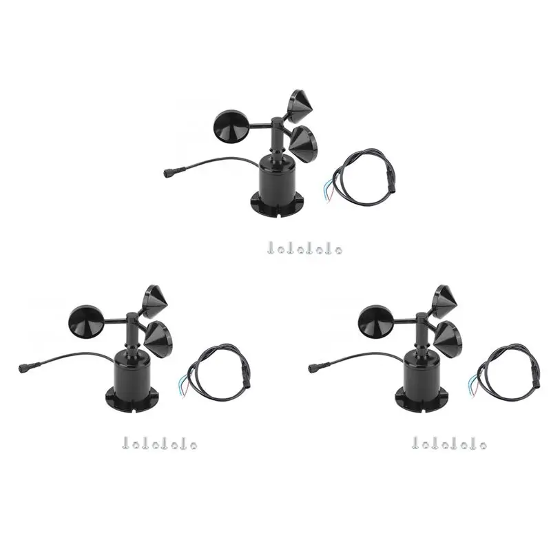 

HHTL 3X 0-70M/S Wind Speed Sensor Environment Signal Output Pulse Type Three Cups Wind Speed Sensor Anemometer DC5-30V