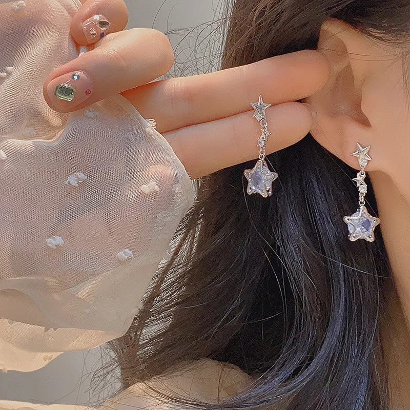 Little Star Inlaid Zirconia Cubic Zirconia Women's Silver Plated Pendant Fashion Ladies Jewelry 2023 New Style Stud Earrings image 6