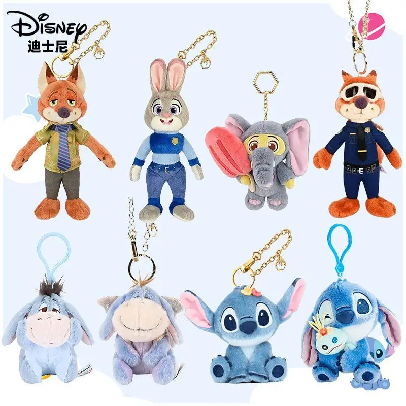 New Disney Stitch Plush Toy Pendant cute cartoon Zootopia Nick Wilde Plush Doll Pendant Student backpack ornament girl's gift