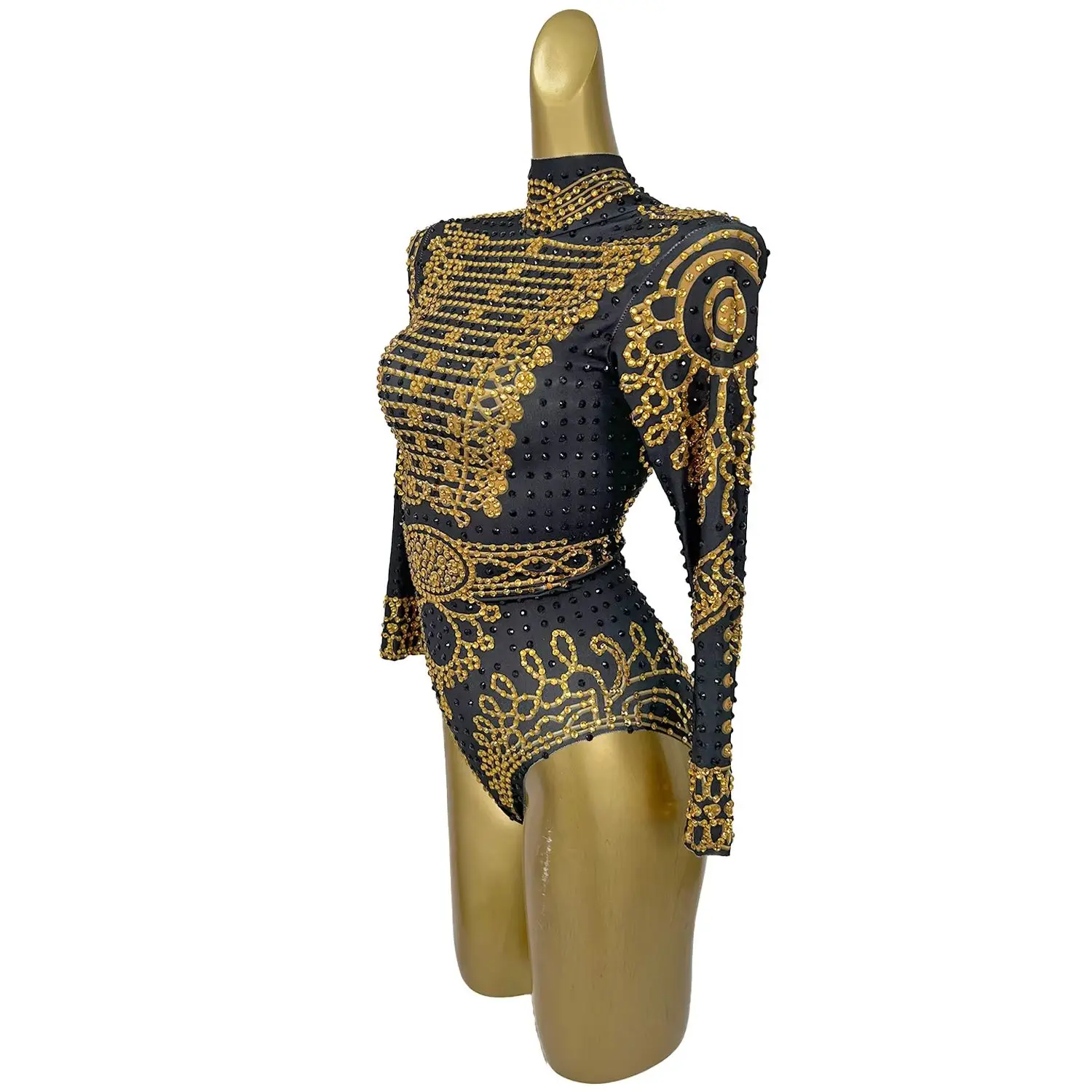 

Vintage Sparkly Rhinestones Spandex Bodysuit Skinny Dance Bodysuit Nightclub Costume Sexy Women Event Party Stage Show Leotard