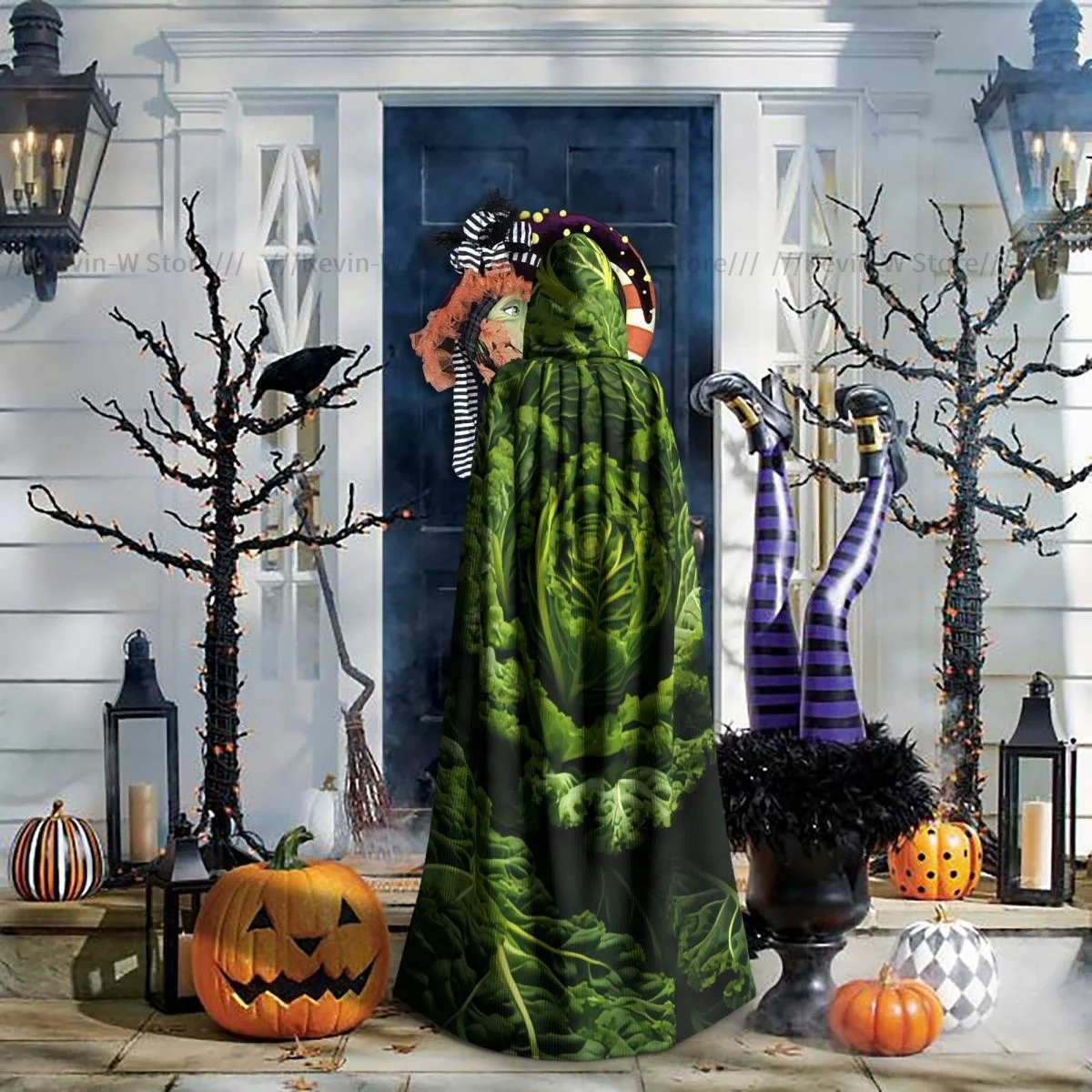للجنسين الساحرة الطرف عكسها مقنعين الكبار مصاصي الدماء كيب عباءة كبيرة الملفوف الأخضر #5