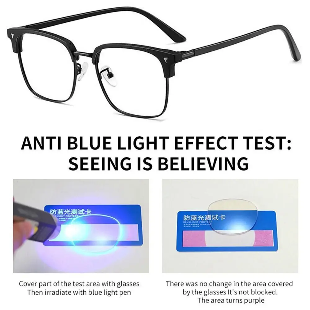 Trendy Anti Blue Light Glasses Women Men Half Square Frame Optical Spectacle Computer Eye Protection Eyewear Reading Eyeglass