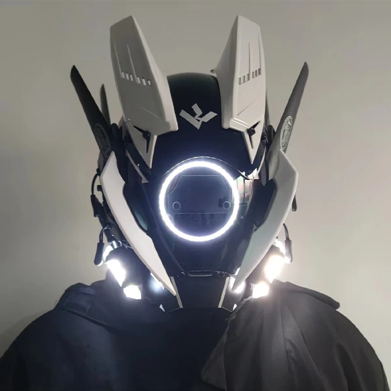 Led Cyberpunk Helm Gezichtsmasker Ritme Technologie Comic Display Cosplay Gloeiend Gezichtsveranderend Cool Masker Schietrekwisieten Decoratie - afbeelding 1