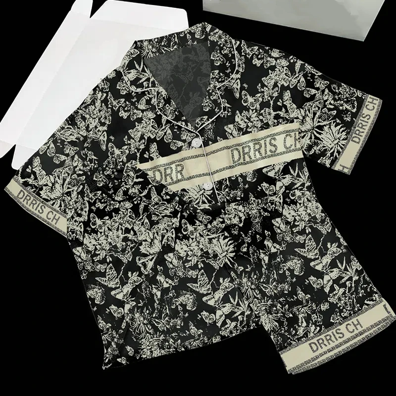 

Chinese Style Vintage Pajamas for Women Ink Painting Letter Print Women's Pajamas Set Short Summer New Cool Loungewear Woman