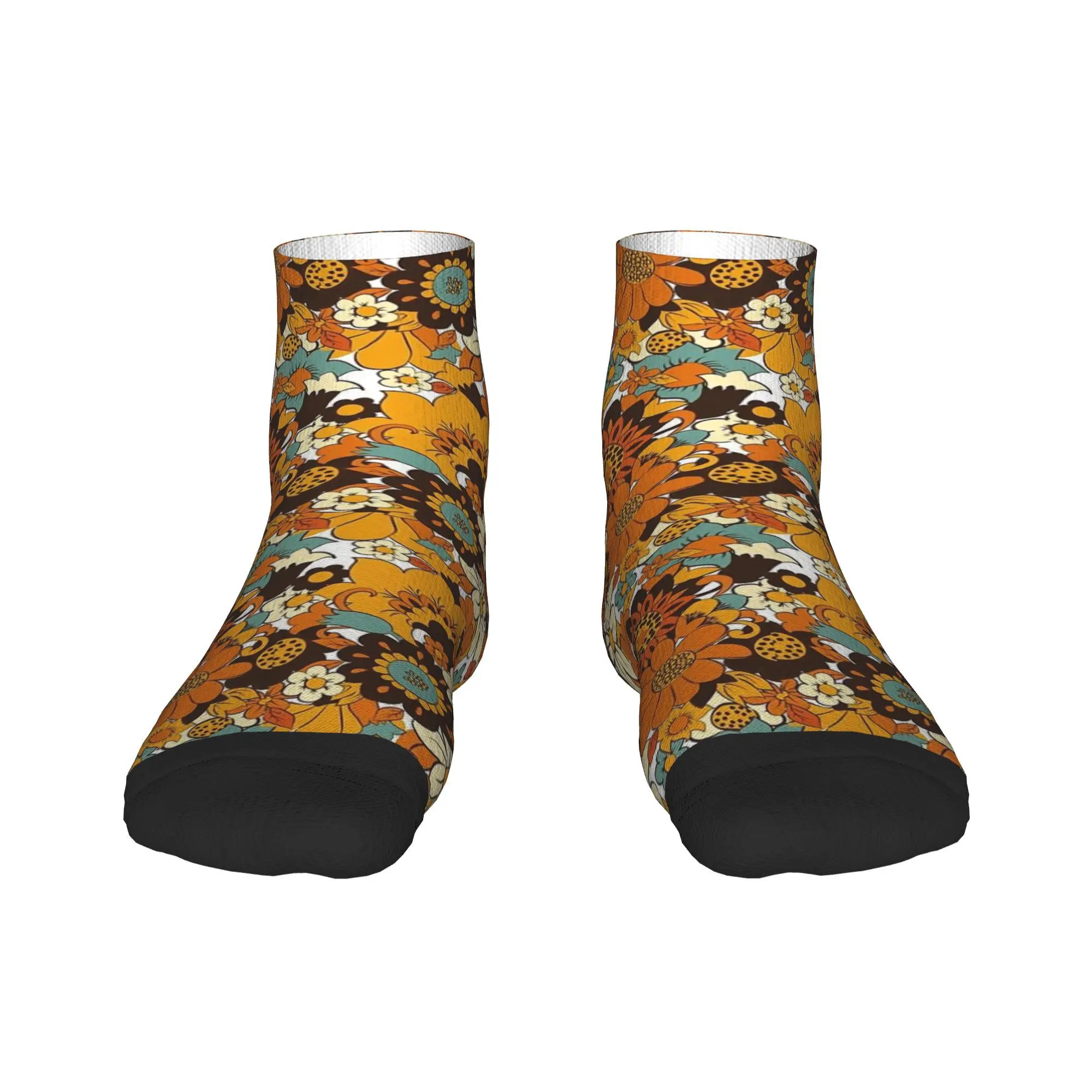 70s 60s retro Flower Power, Floral Pattern Socks Harajuku Super Soft Stockings All Season Socks Accessories for Unisex