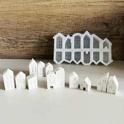 Nordic Style Small House Silicone Mold 12-hole House Candle Molds Mini Houses Plaster Concrete Cement Mould Aroma Soap Molds