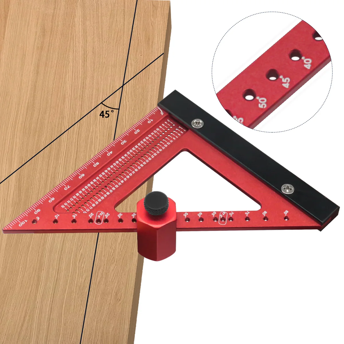 Aluminum Alloy Metric Woodworking Triangle Ruler Carpenters Square Hole Positioning Measuring Ruler, Layout Measuring Tool