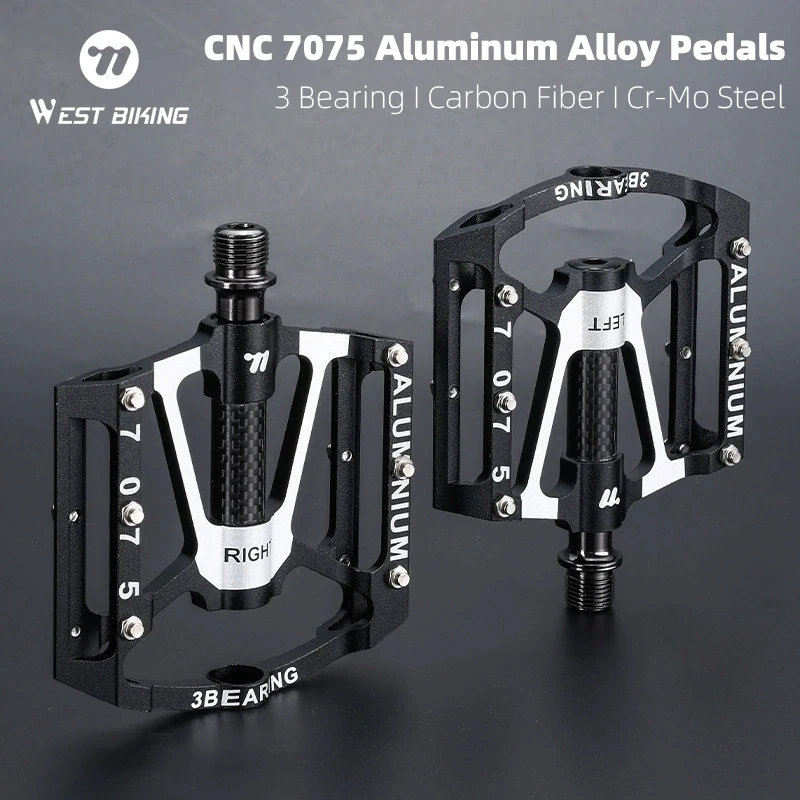 

WEST BIKING Ultralight Bicycle Pedal CR-MO Axle 3 Bearings Bike Pedal Anti Slip Racing Pedal MTB Gravel Road Bike Accessories