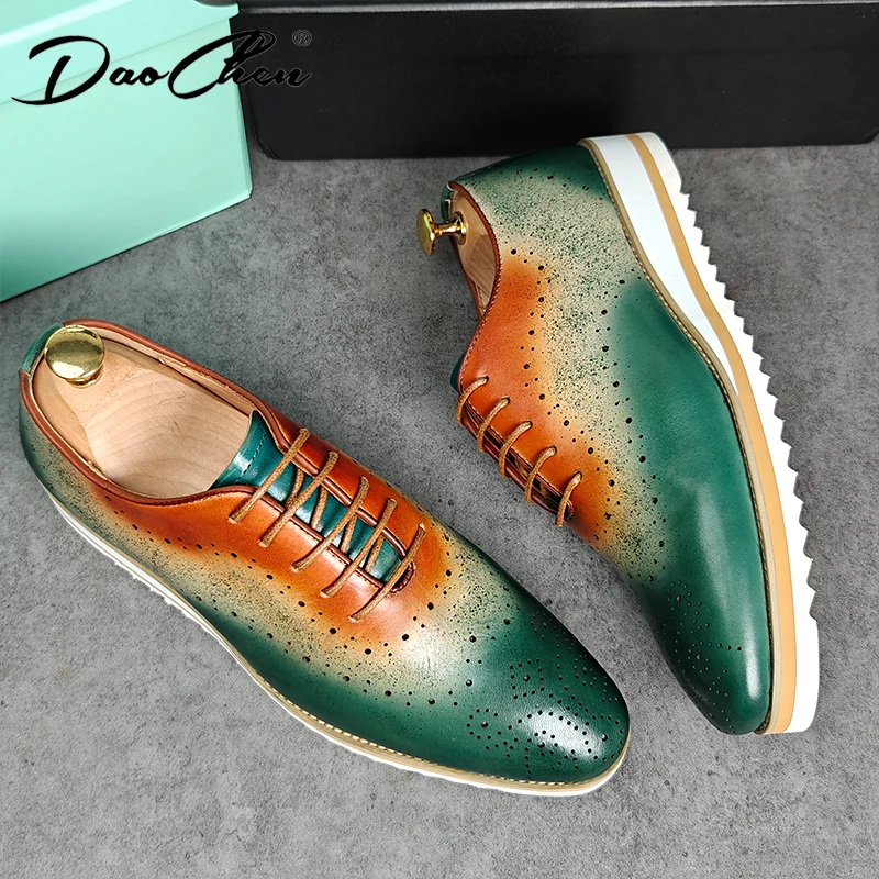 LUXURY MEN CASUAL LEATHER SHOES  LACE UP MIX COLOR LIGHTWEIGHT CASUAL DRESS SPORTS SHOES HEIGHT INCREASING SNEAKER SHOES FOR MEN