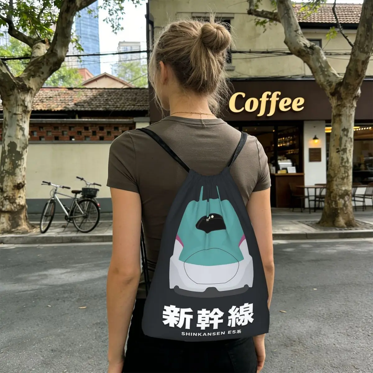 Japanese Shinkansen Bullet Trains Backpacks Portable Drawstring Bundle Pocket Shoes Bag Book Bags for Man Woman School