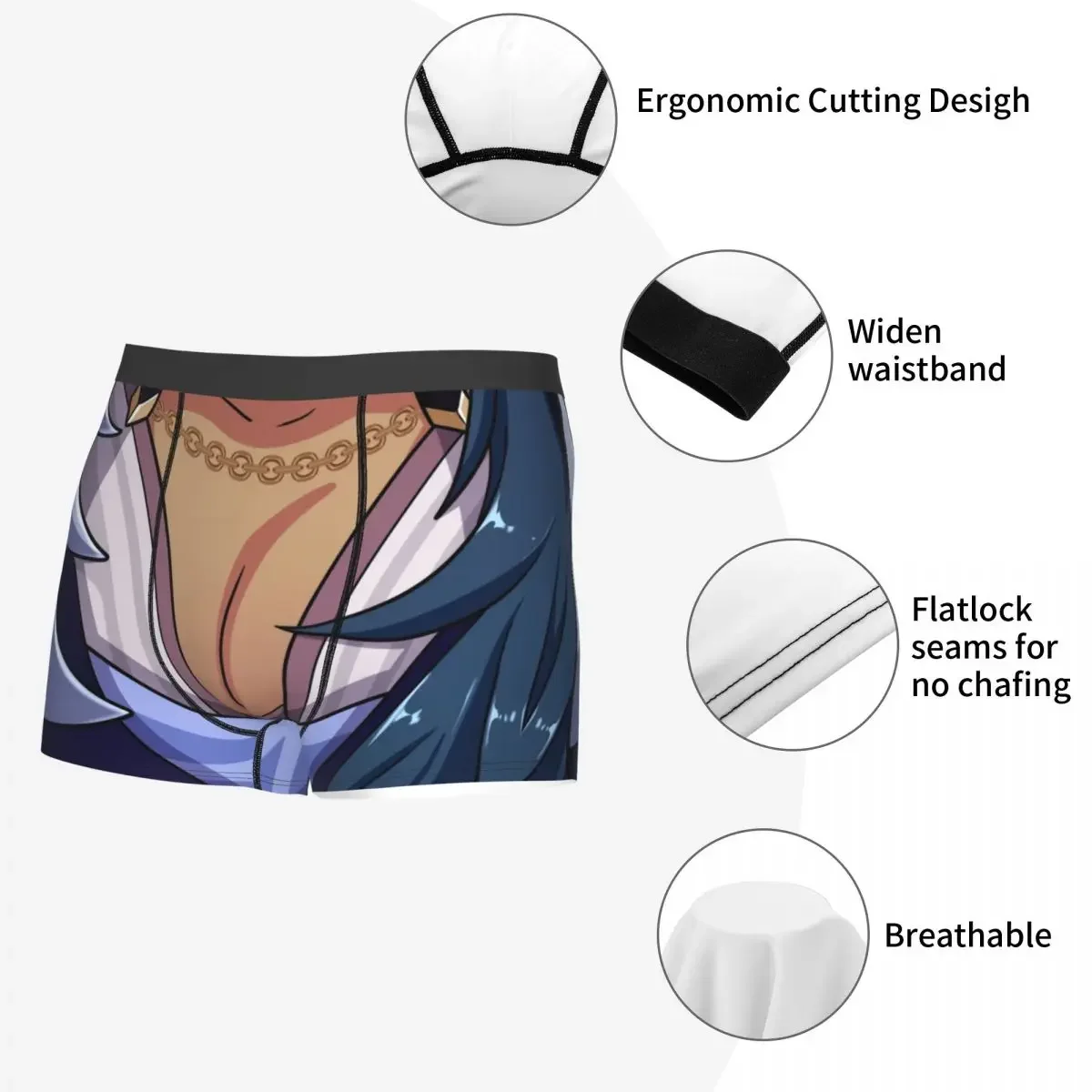 Genshin Impact Kaeya Tiddies Unterwäsche Männer Sexy Print Angepasst Anime Spiel Boxer Briefs Shorts Höschen Atmungsaktive Unterhose