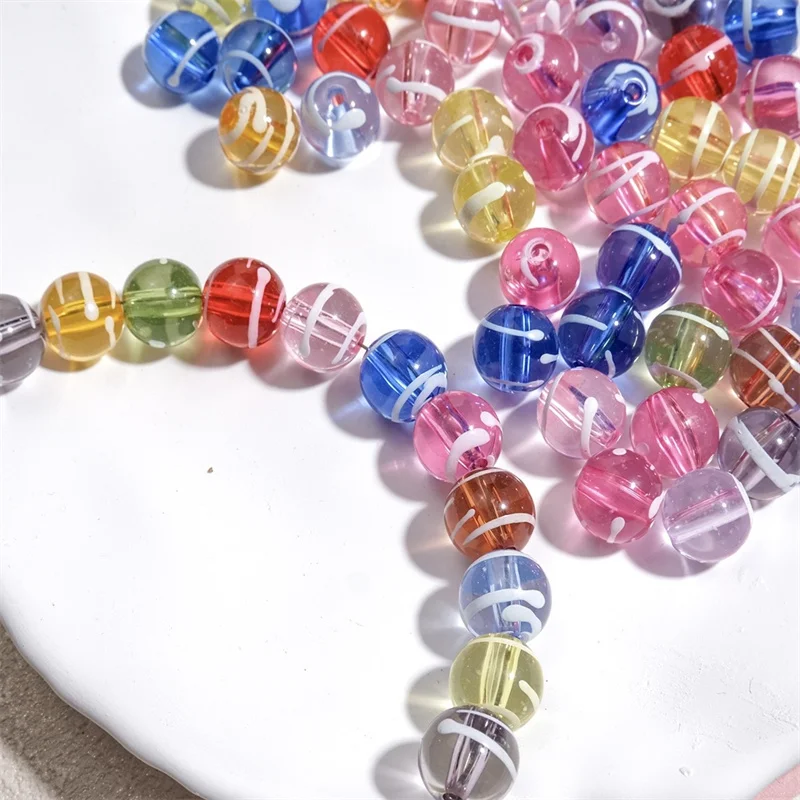 New arrived 200pcs/lot 10mm Candy brushed pattern effect geometry rounds shape acrylic beads diy jewelry accessory