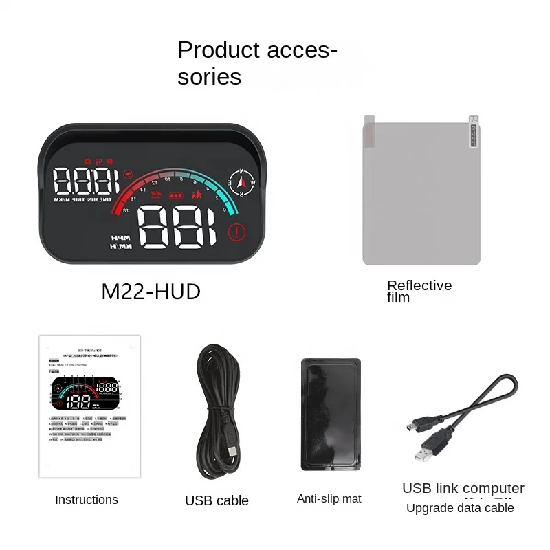 Universal Smart Gauge Head up Display Gps HUD M22 Smart Digital Speedometer with Temp Alarm Functions for All Cars