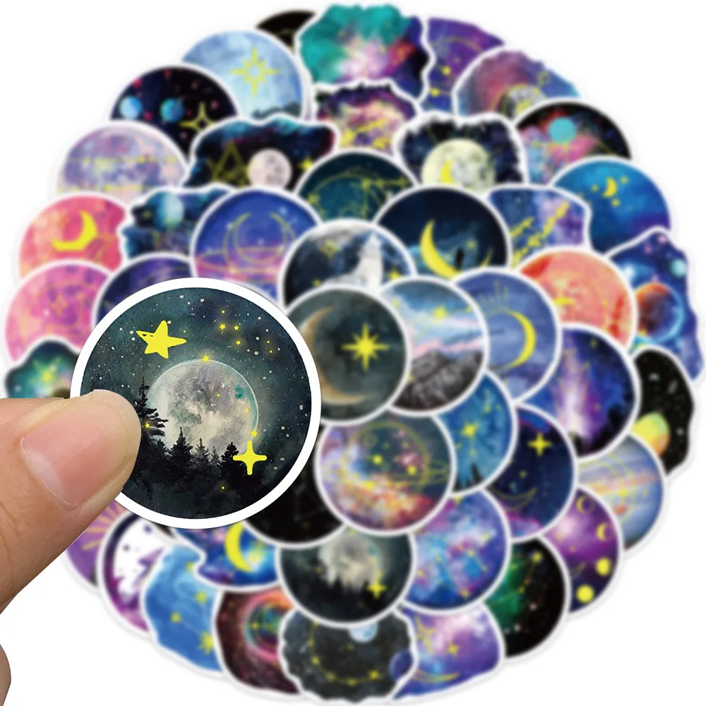 10/30/50PCS Magic Moonlight Moon Stars Cartoon Stickers DIY Phone Laptop Luggage Skateboard Graffiti Decals Fun for Kid Toy