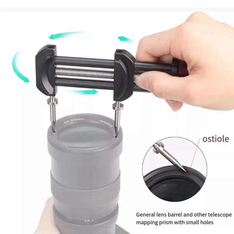 Camera Repair Tool With Detachable Flat & Pointed Tips For Camera Lens All Metal Lens Repair Set With 6 Tips 8 Screws