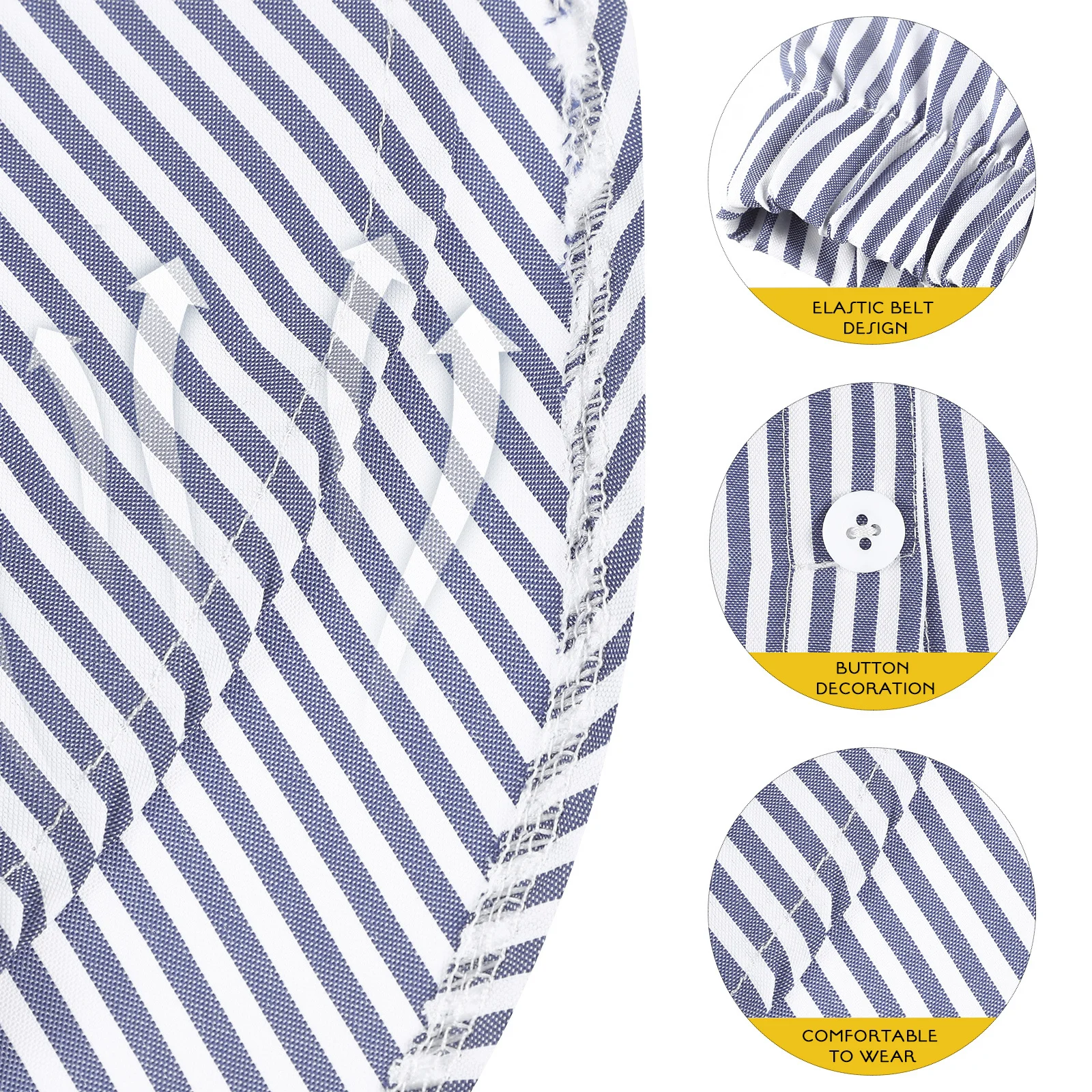 

2Pcs White Blue Striped Fake Skirt Hemline Women Layering Shirt Extender Cozy Texture Easy Match Blouses Sweaters for Daily