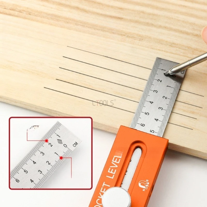 Multifunctional Scribing Level Ruler Extendable Measuring Marking & Positioning Tool Aluminum Alloy Portable Woodworking Scriber