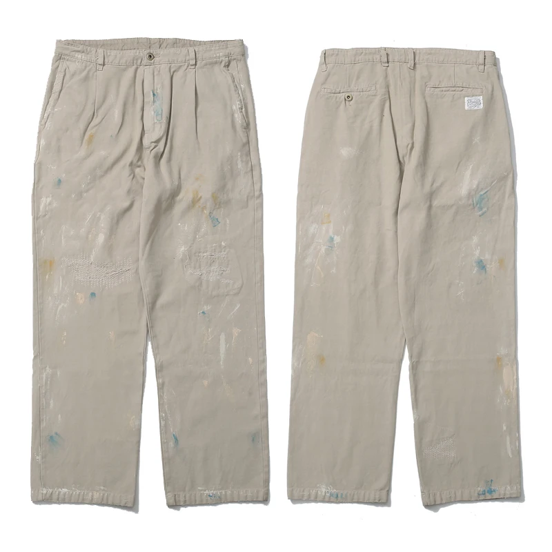 

Американские тенденции Madness Повседневные брюки High Street Do Old Splash Чернила Рваные дырки Сращенный дизайн Madness Прямые брюки