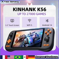 KINHANK K56 Handheld Game Console 5.5'' Touch Screen 50 Emulators for PS1/PSP/DC/SS 5000mAh WIFI5 Android 14 Retro Game Player