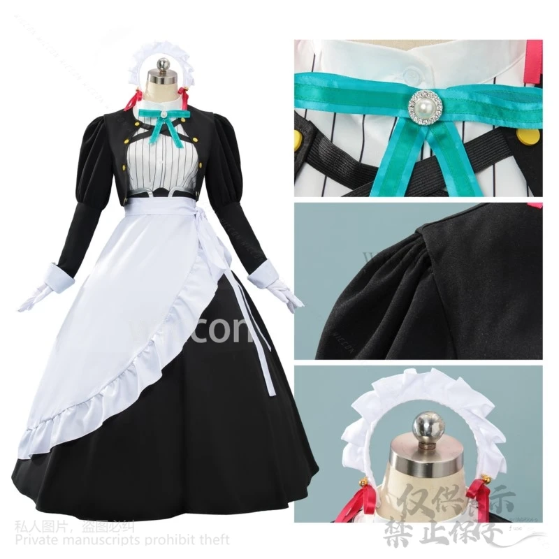 Anime Kimi Wa Meido-sama Cosplay Costume pour femme, robe de femme de chambre Yuki, uniforme Lolita, bandeau, perruques, boucle d'oreille Cos, fête d'Halloween pour fille