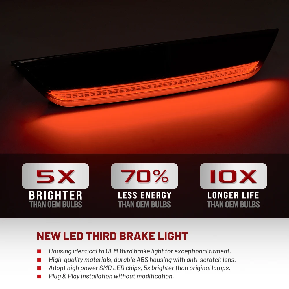 Smoked LED 3rd Third Brake Light For Ford Transit Custom/Tourneo Custom MK2 V710 2023+ VW Transporter T7 2025 2026+ Accessories